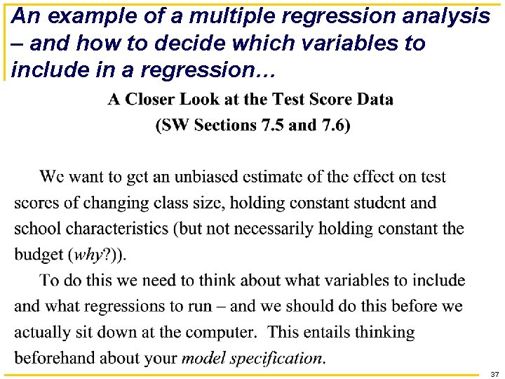 An example of a multiple regression analysis – and how to decide which variables