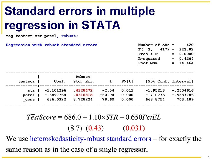 Standard errors in multiple regression in STATA 5 