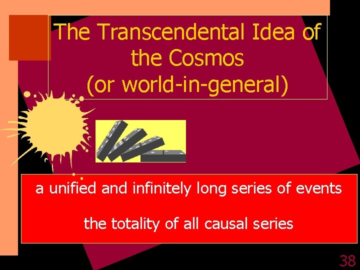The Transcendental Idea of the Cosmos (or world-in-general) a unified and infinitely long series