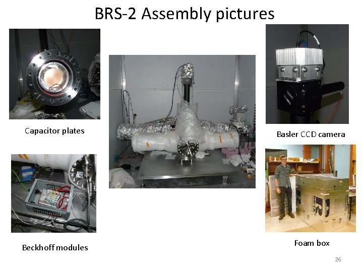 BRS-2 Assembly pictures Capacitor plates Basler CCD camera Beckhoff modules Foam box 26 BRS-2 Assembly pictures Capacitor plates Basler CCD camera Beckhoff modules Foam box 26