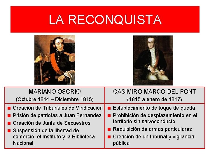 LA RECONQUISTA MARIANO OSORIO CASIMIRO MARCO DEL PONT (Octubre 1814 – Diciembre 1815) (1815 LA RECONQUISTA MARIANO OSORIO CASIMIRO MARCO DEL PONT (Octubre 1814 – Diciembre 1815) (1815