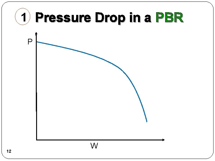 1 Pressure Drop in a PBR P 12 W 1 Pressure Drop in a PBR P 12 W