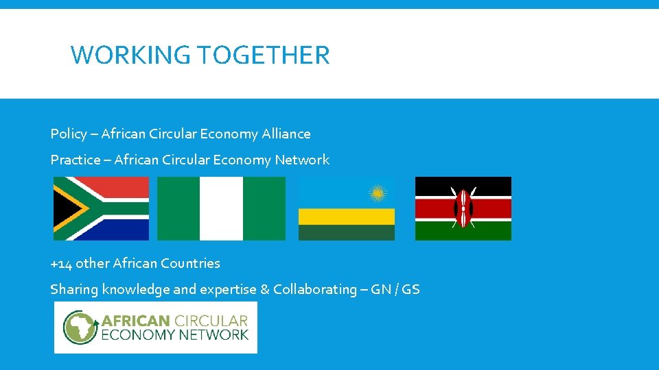 WORKING TOGETHER Policy – African Circular Economy Alliance Practice – African Circular Economy Network WORKING TOGETHER Policy – African Circular Economy Alliance Practice – African Circular Economy Network