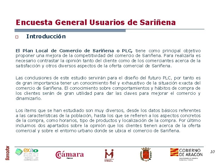 Encuesta General Usuarios de Sariñena o Introducción El Plan Local de Comercio de Sariñena