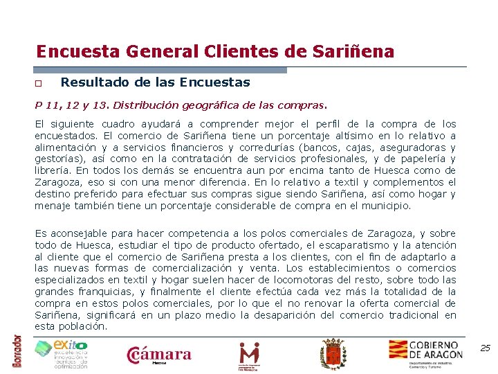 Encuesta General Clientes de Sariñena o Resultado de las Encuestas P 11, 12 y