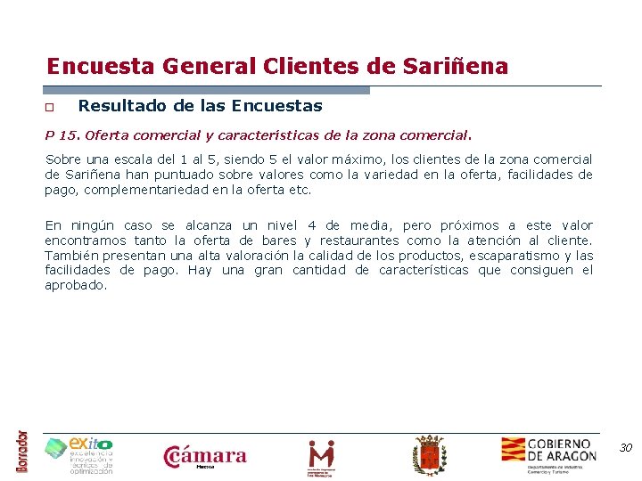 Encuesta General Clientes de Sariñena o Resultado de las Encuestas P 15. Oferta comercial