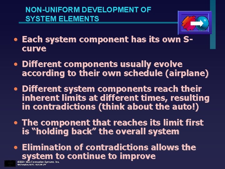 NON-UNIFORM DEVELOPMENT OF SYSTEM ELEMENTS • Each system component has its own Scurve •