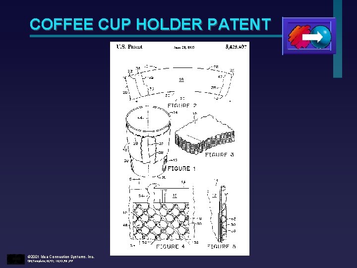 COFFEE CUP HOLDER PATENT © 2001 Idea Connection Systems, Inc. OH; Template; 10/97; 10/12/98