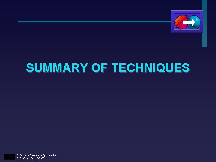SUMMARY OF TECHNIQUES © 2001 Idea Connection Systems, Inc. OH; Template; 10/97; 10/12/98 ;