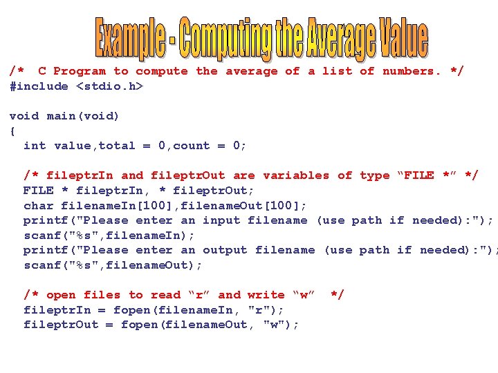 /* C Program to compute the average of a list of numbers. */ #include