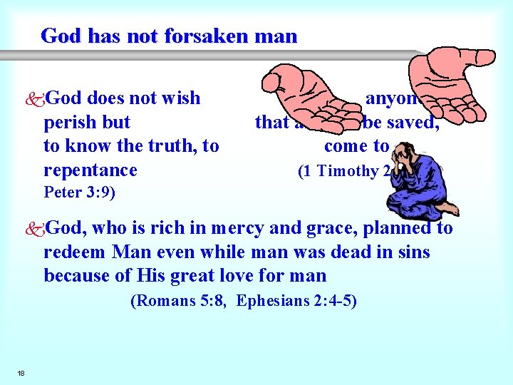 God has not forsaken man k. God does not wish perish but to know