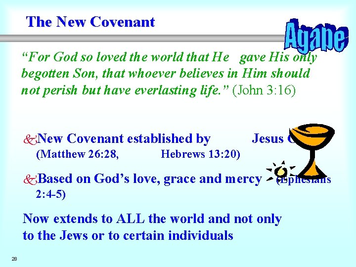 The New Covenant “For God so loved the world that He gave His only