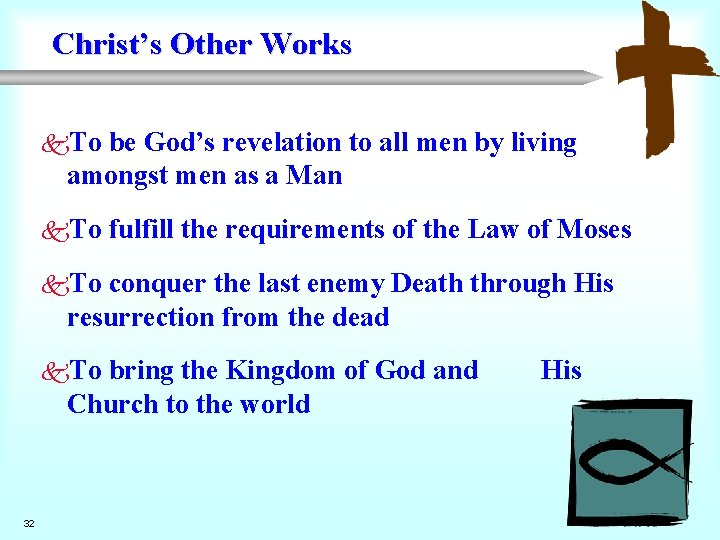 Christ’s Other Works k. To be God’s revelation to all men by living amongst