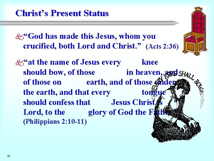 Christ’s Present Status k“God has made this Jesus, whom you crucified, both Lord and