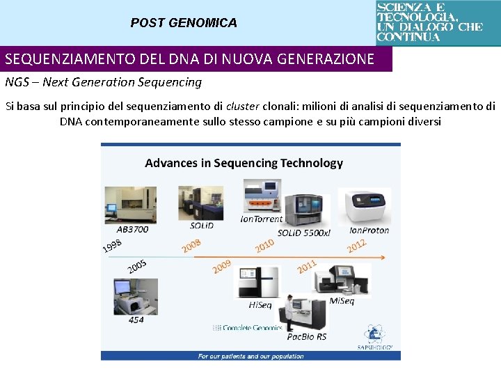 POST GENOMICA SEQUENZIAMENTO DEL DNA DI NUOVA GENERAZIONE NGS – Next Generation Sequencing Si