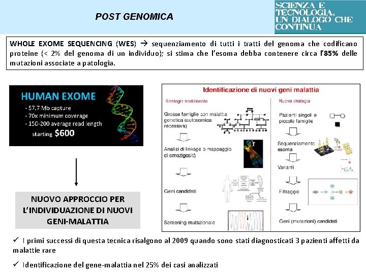 POST GENOMICA WHOLE EXOME SEQUENCING (WES) sequenziamento di tutti i tratti del genoma che