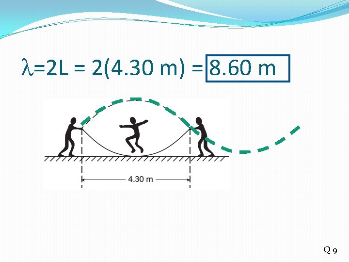  =2 L = 2(4. 30 m) = 8. 60 m Q 9 