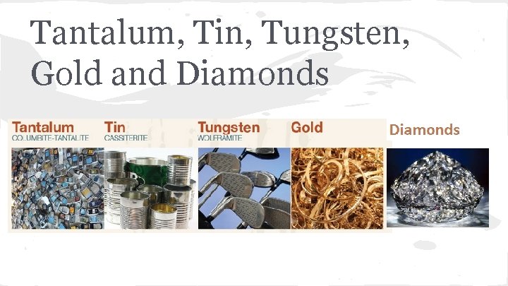 Tantalum, Tin, Tungsten, Gold and Diamonds 