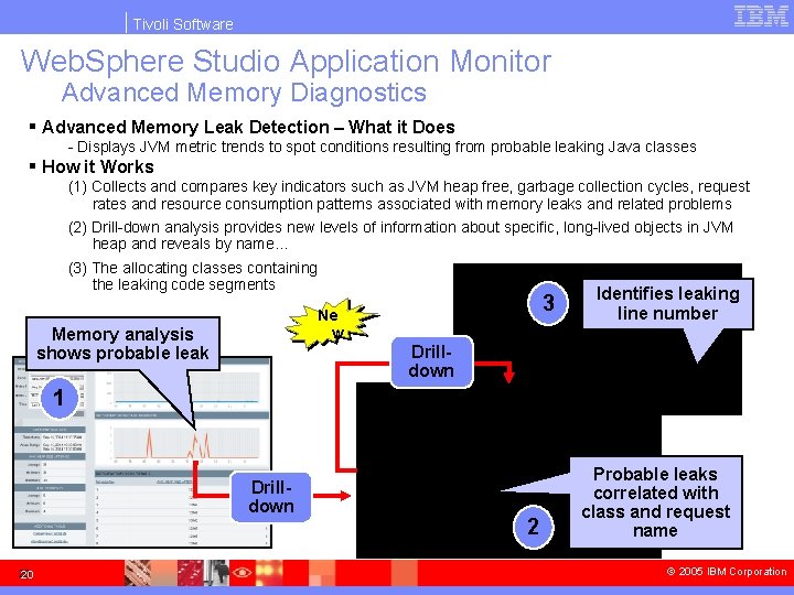 Tivoli Software Web. Sphere Studio Application Monitor Advanced Memory Diagnostics § Advanced Memory Leak