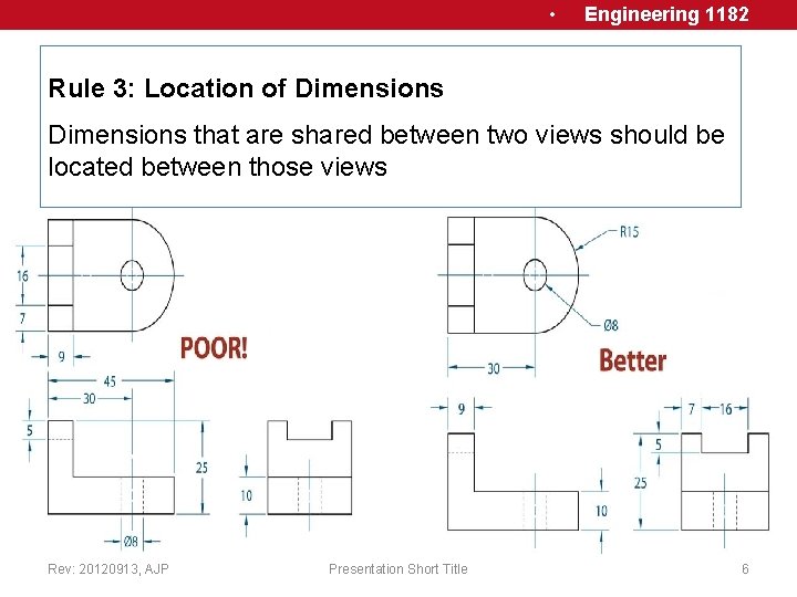  • Engineering 1182 Rule 3: Location of Dimensions that are shared between two