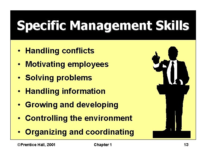 Specific Management Skills • Handling conflicts • Motivating employees • Solving problems • Handling