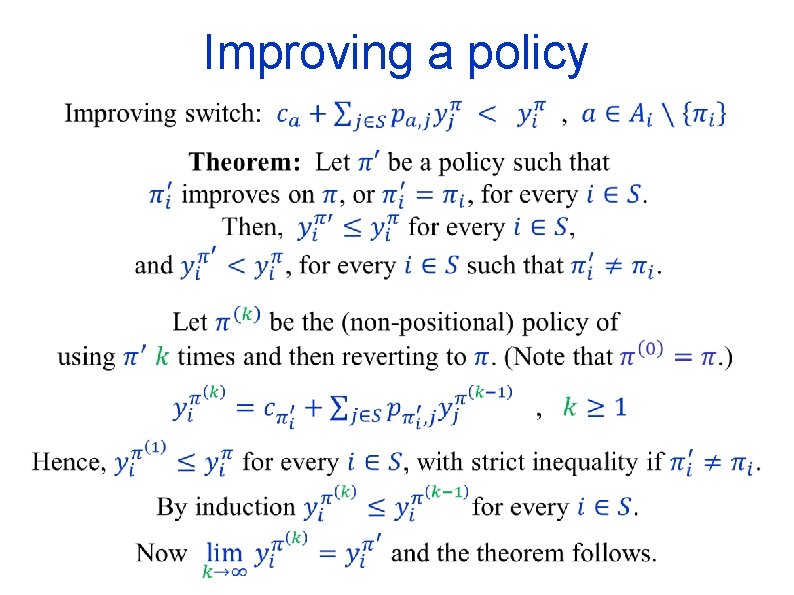 Improving a policy 