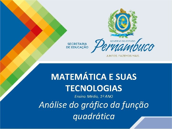 MATEMÁTICA E SUAS TECNOLOGIAS Ensino Médio, 1º ANO Análise do gráfico da função quadrática