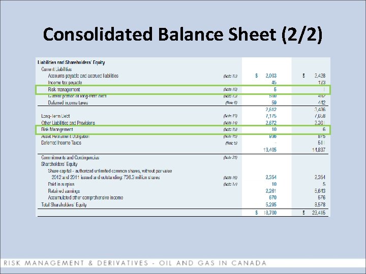 Consolidated Balance Sheet (2/2) 