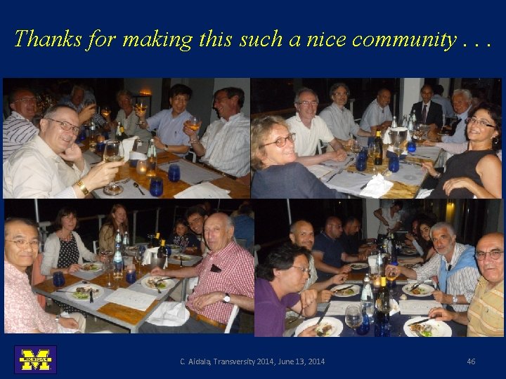 Thanks for making this such a nice community. . . C. Aidala, Transversity 2014,