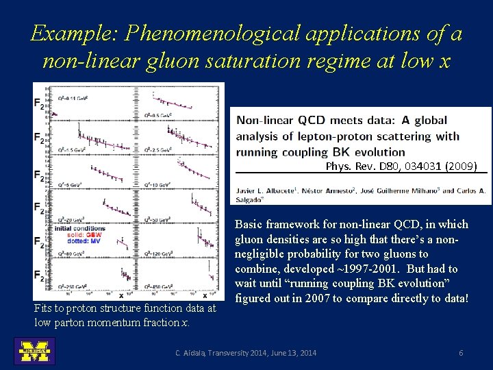 Example: Phenomenological applications of a non-linear gluon saturation regime at low x Phys. Rev.