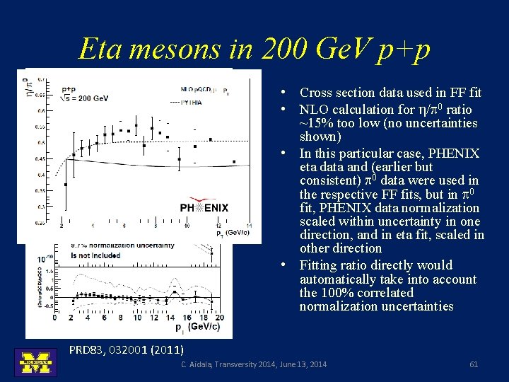 Eta mesons in 200 Ge. V p+p • Cross section data used in FF