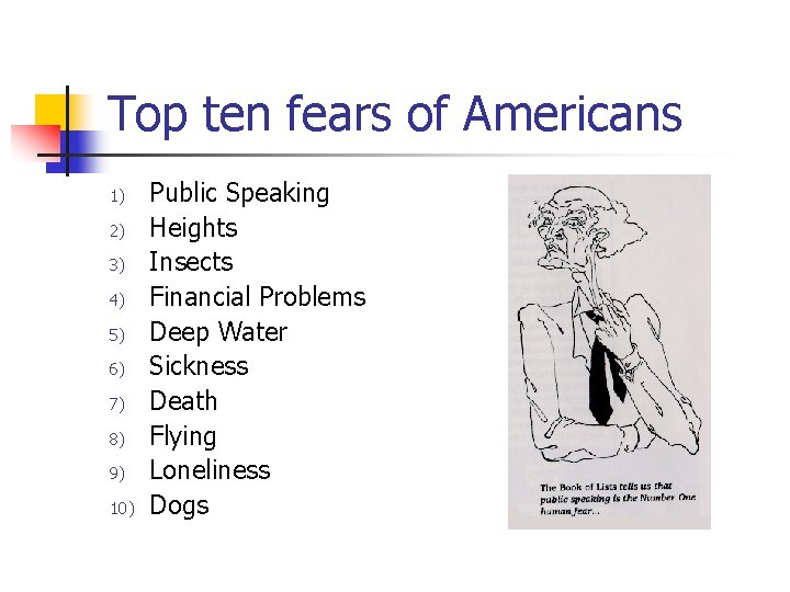 Top ten fears of Americans 1) 2) 3) 4) 5) 6) 7) 8) 9) Top ten fears of Americans 1) 2) 3) 4) 5) 6) 7) 8) 9)
