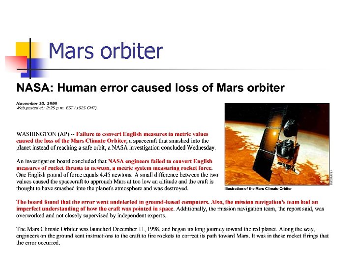 Mars orbiter Mars orbiter