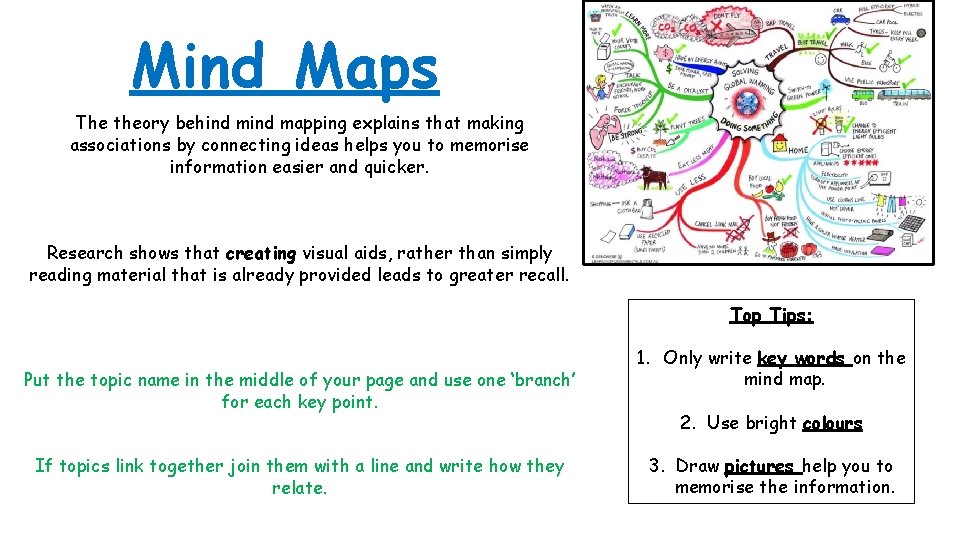 Mind Maps The theory behind mapping explains that making associations by connecting ideas helps