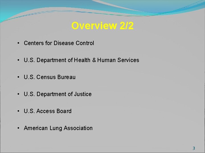 Overview 2/2 • Centers for Disease Control • U. S. Department of Health &