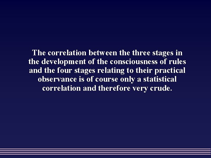 The correlation between the three stages in the development of the consciousness of rules