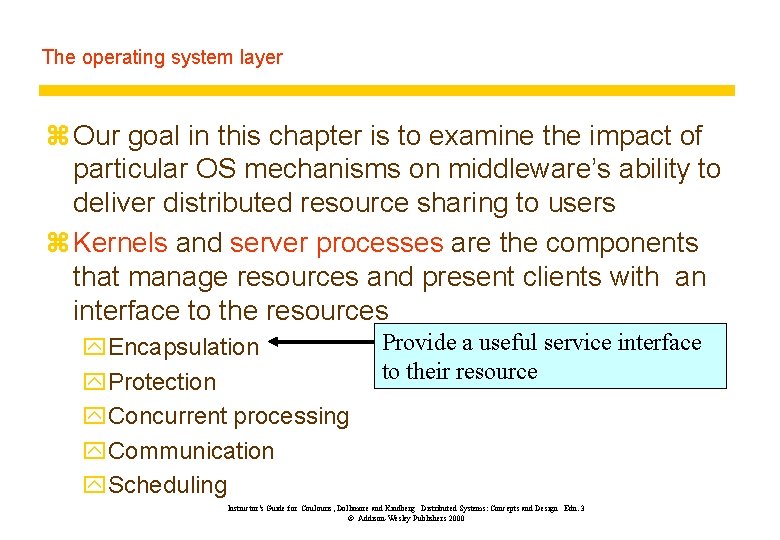 The operating system layer z Our goal in this chapter is to examine the