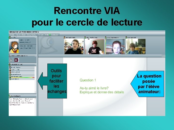 Rencontre VIA pour le cercle de lecture Outils pour faciliter les échanges La question