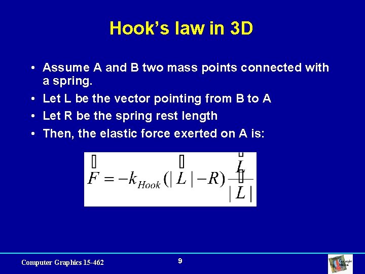 Hook’s law in 3 D • Assume A and B two mass points connected