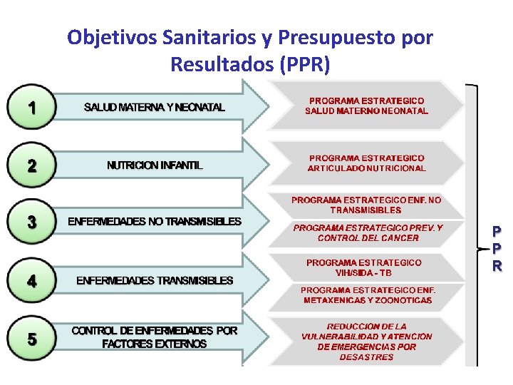 Objetivos Sanitarios y Presupuesto por Resultados (PPR) 