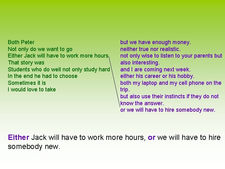 Both Peter Not only do we want to go Either Jack will have to