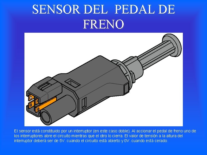 SENSOR DEL PEDAL DE FRENO El sensor está constituido por un interruptor (en este