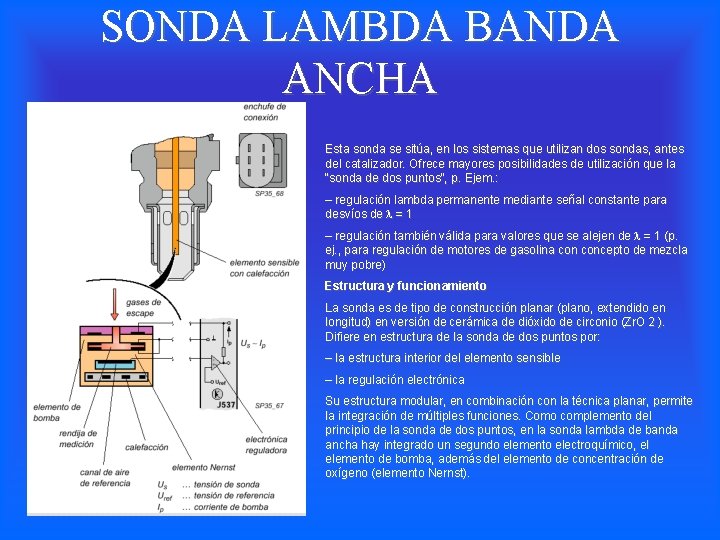 SONDA LAMBDA BANDA ANCHA Esta sonda se sitúa, en los sistemas que utilizan dos