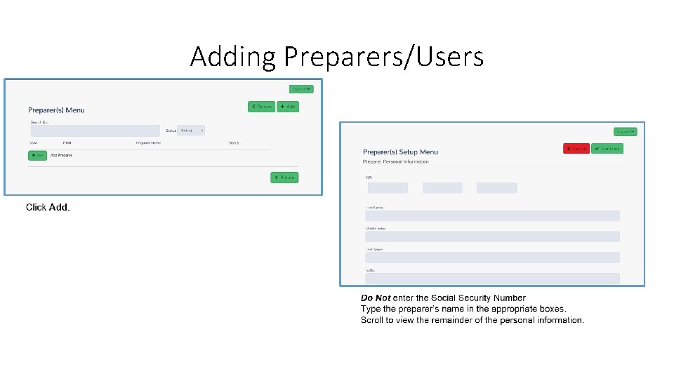 Adding Preparers/Users 