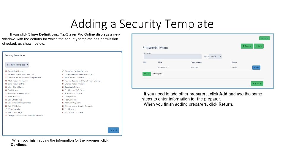 Adding a Security Template 