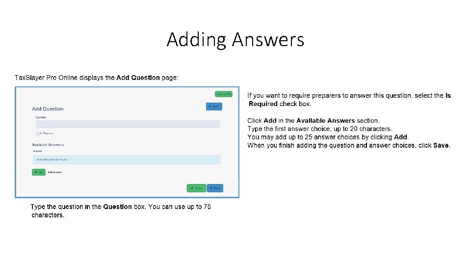 Adding Answers 