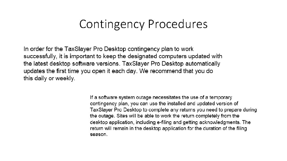 Contingency Procedures 