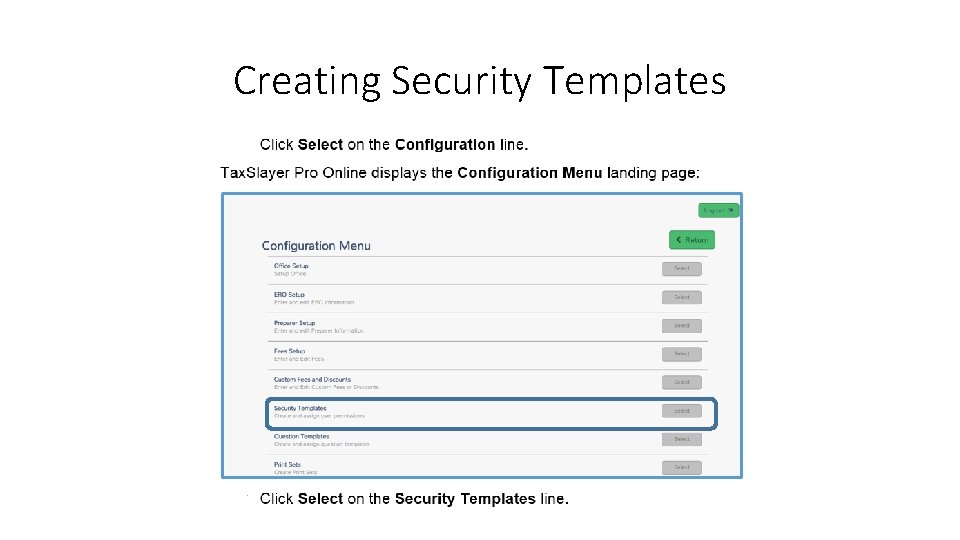 Creating Security Templates 