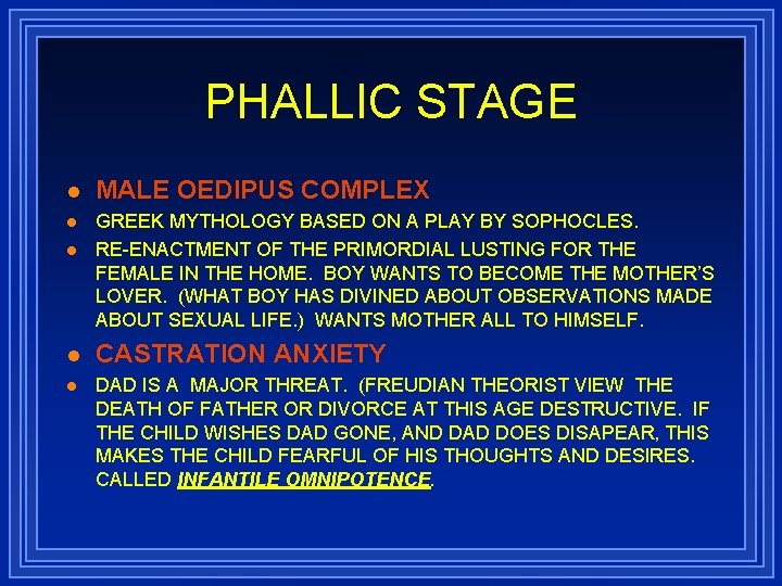 PHALLIC STAGE l MALE OEDIPUS COMPLEX l GREEK MYTHOLOGY BASED ON A PLAY BY