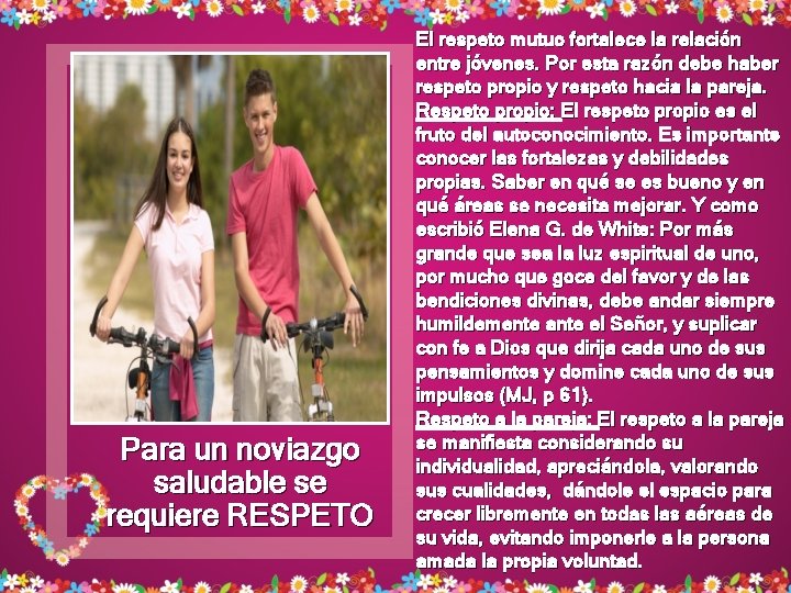 Para un noviazgo saludable se requiere RESPETO El respeto mutuo fortalece la relación entre Para un noviazgo saludable se requiere RESPETO El respeto mutuo fortalece la relación entre